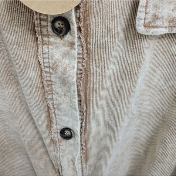 BIBI Courdoroy Button Up Shirt Jacket Distressed Tan NWT XL Pockets - Picture 9 of 9
